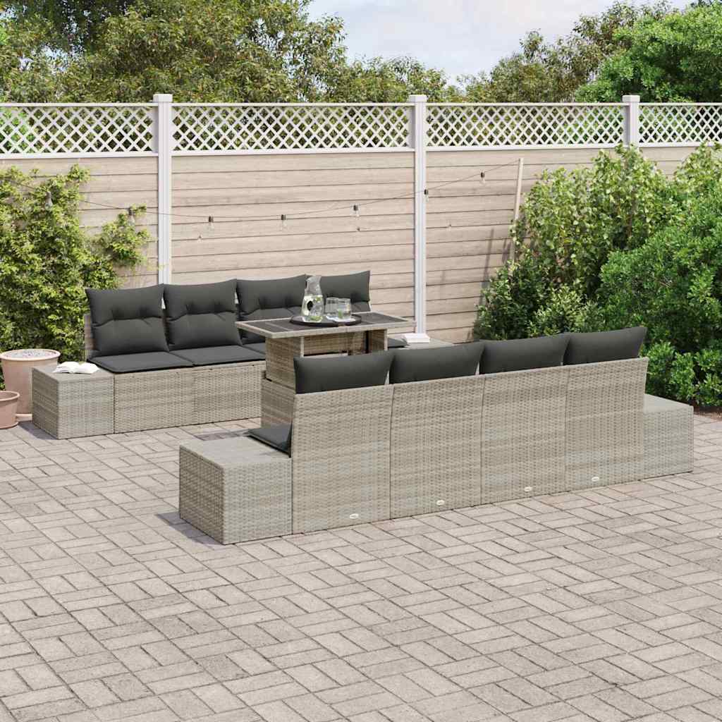 Garten-Sofa-Set mit Kissen 7 pcs Hellgrau und Dunkelgrau